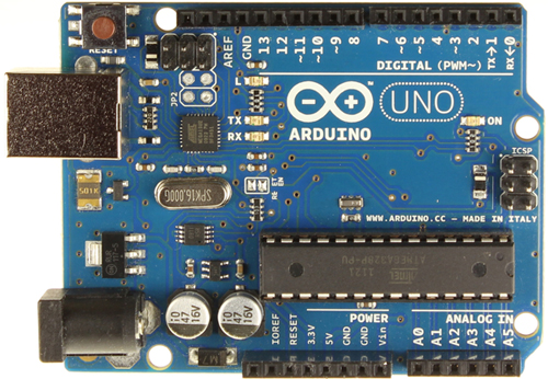 Image of The Arduino Uno (rev3) board The Arduino Uno (rev3) board